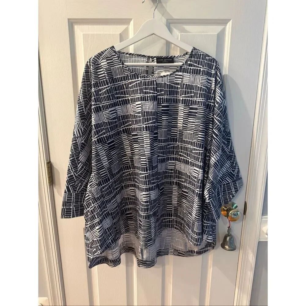 Lane Bryant Black & White Print 3/4 Wide Sleeves sz 18/20 NWT